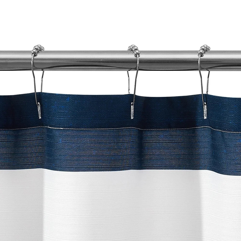 Durable 72x72 Ribbed Textured Shower Curtain Polyester Bold Striped Design Machine Washable Bathroom Decor Easy Hang