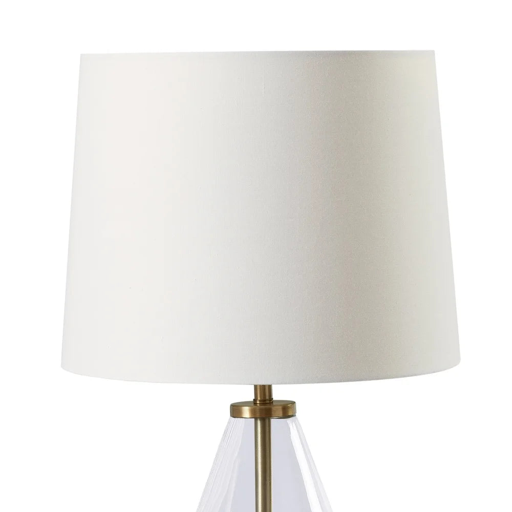 Brass Base Glass Table Lamp 18in Energy Efficient 2way Light Switch Ideal Living Room Bedroom Office 5ft Power Cord