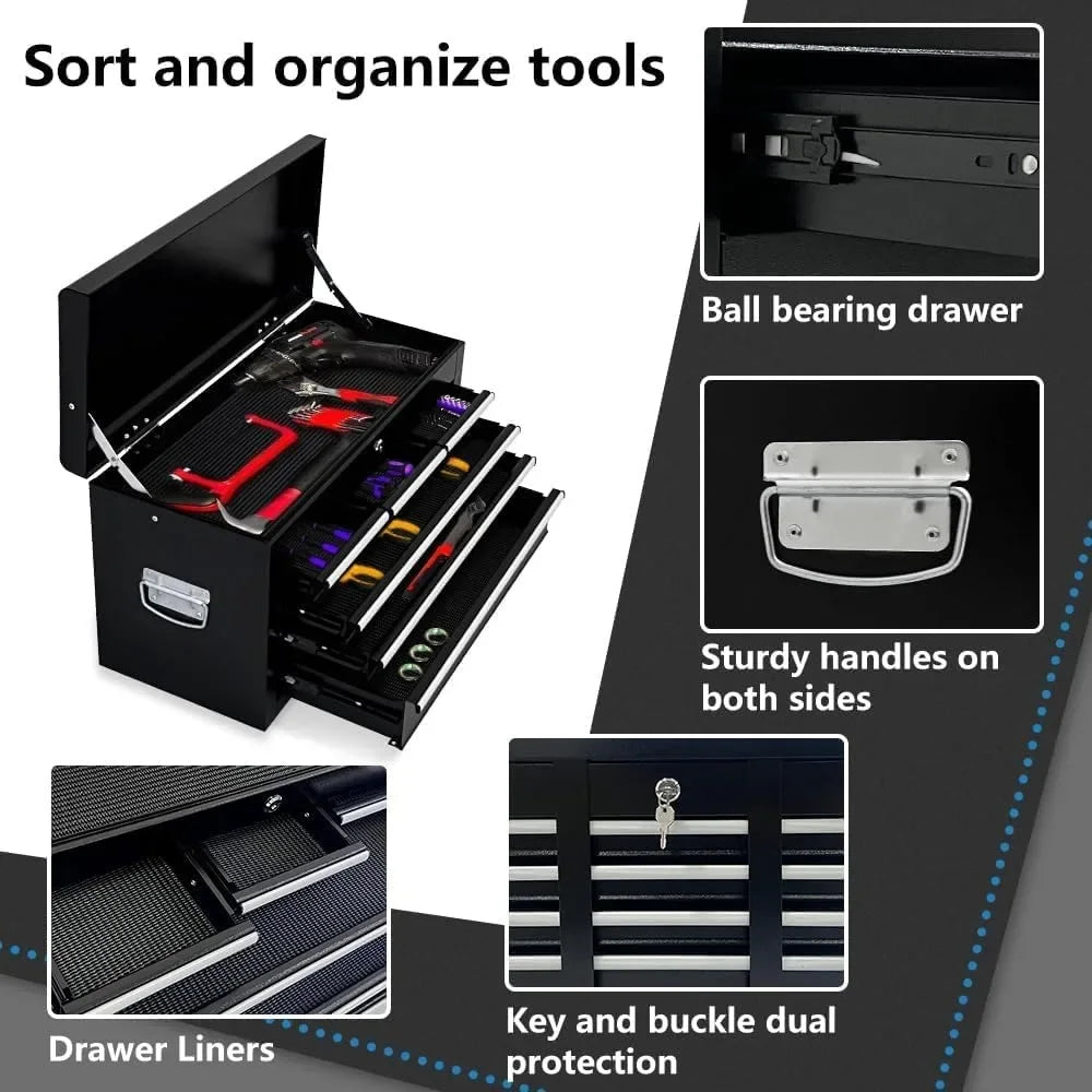 8-Drawer Rolling Tool Chest, 2-in-1 Tool Box Organizer with Lockable Wheels, Sliding Drawers,and Detachable Top, Garage Workshop