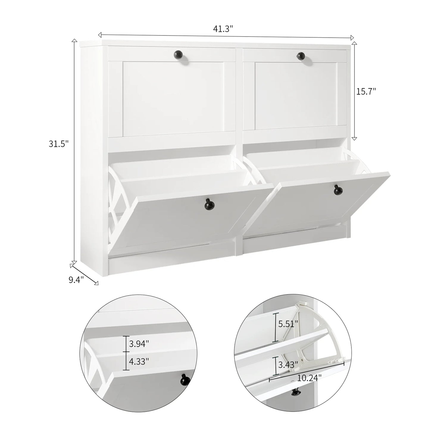 Shoe Cabinet with Flip Drawers, Freestanding Shoe Storage Cabinet with Adjustable Shelf & Anti-Tipping Device