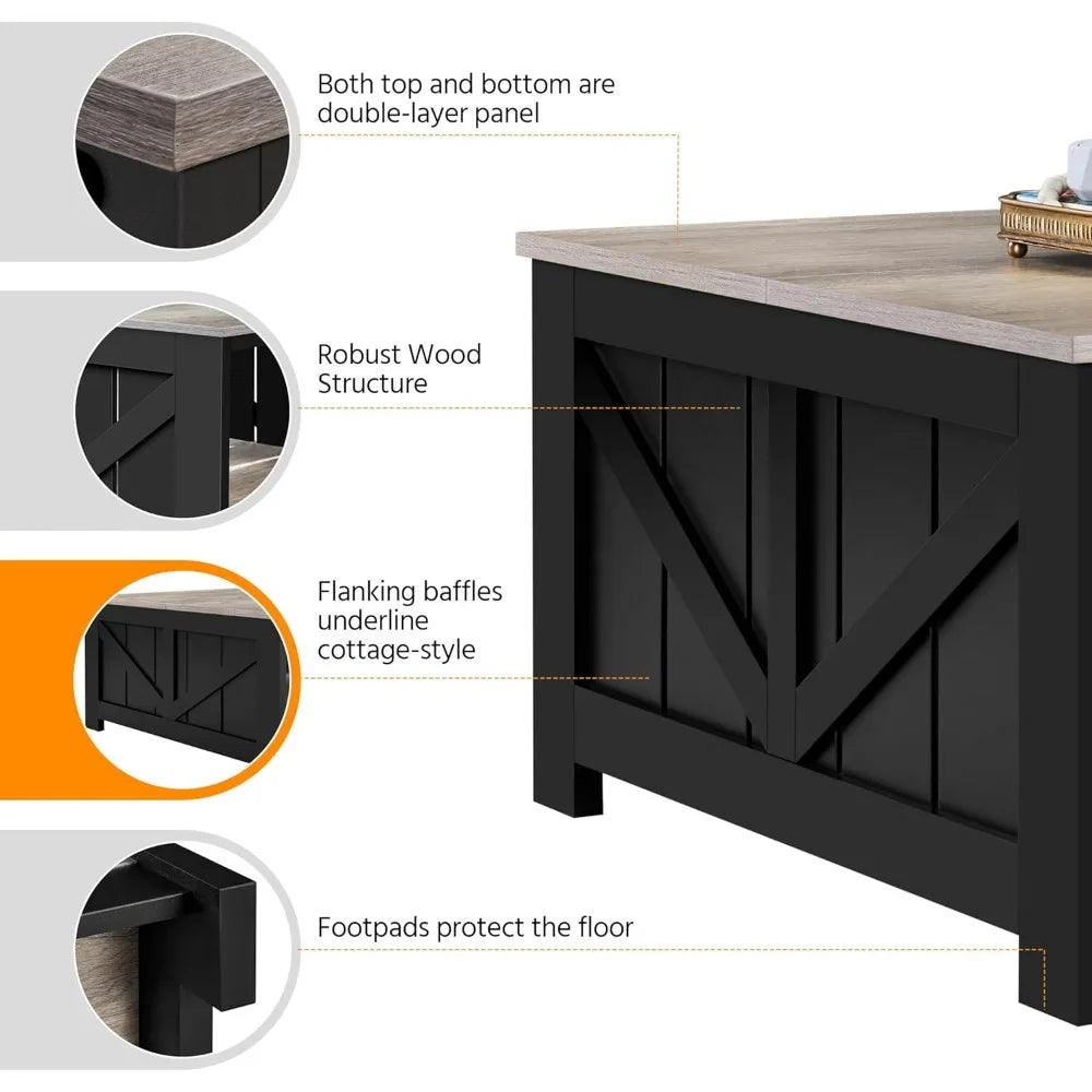 square storage coffee table for living room, 31.5 inch wood dining center table