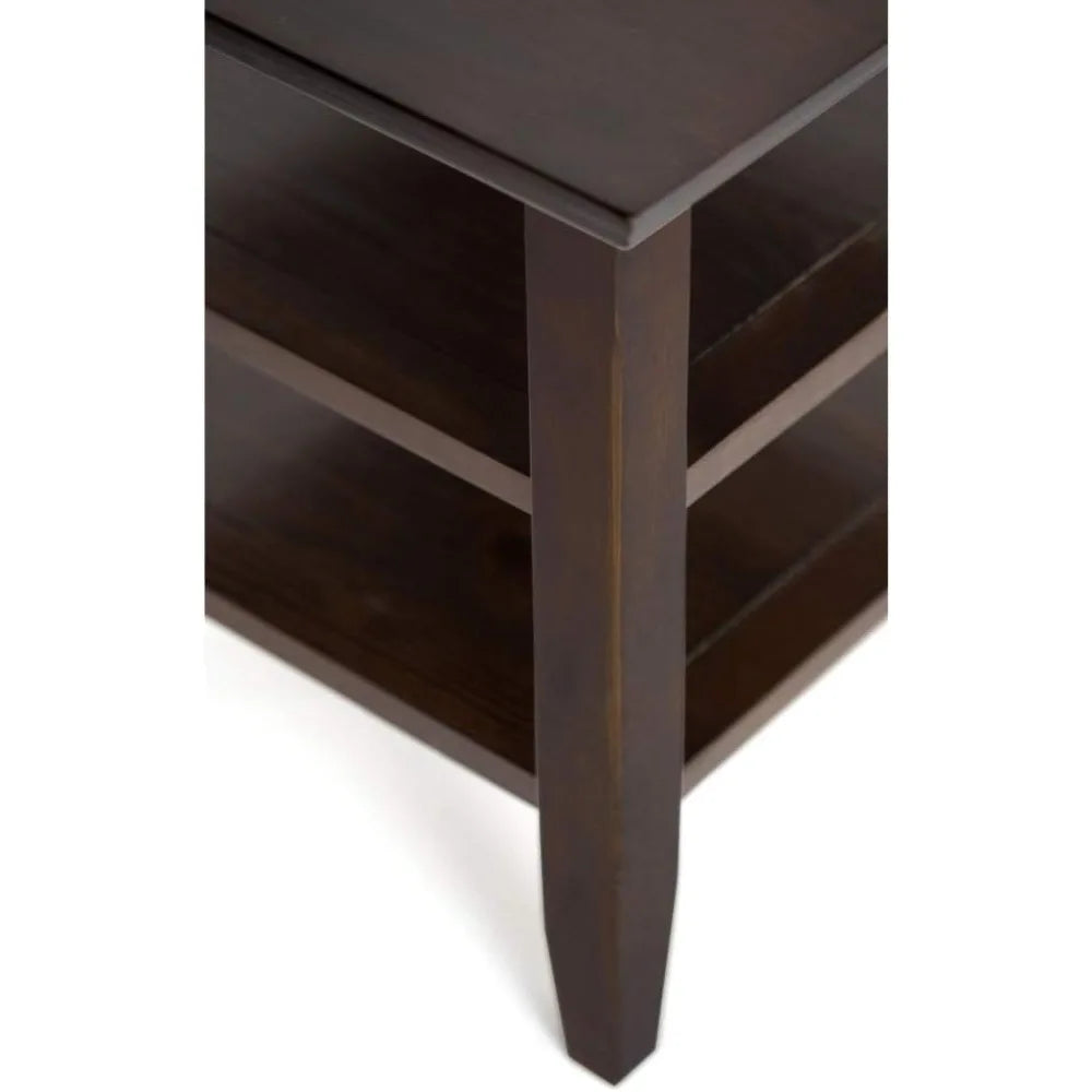 14-inch Wide Solid Wood Slim End Table in Dark Brown, Transitional Style Side Table for Living Room
