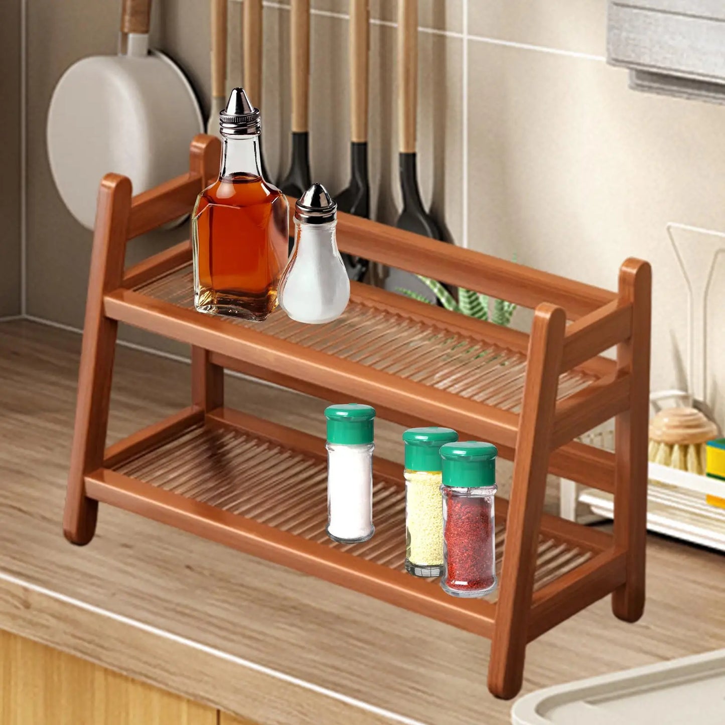 Syrup Bottle Holder Stand for Coffee Bar Mug Holder Seasoning Stand for Countertop Tabletop Kitchen Vanity Bar Accessories