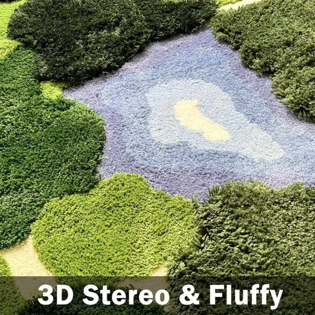 3D Moss Rugs, Plush Ruas Leaf Shaped Bathroom Rugs Non-Slilp Bathroom Mats Tufed Rugs, super Sof Washable Botanical leaf shapes