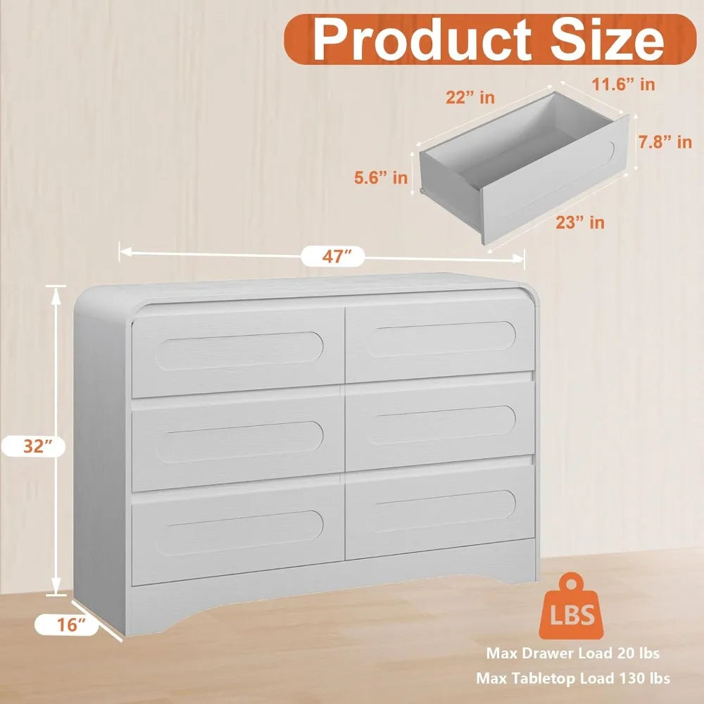 4 Pcs Bedroom Set, Dresser and Nightstand Sets, Including Modern Wooden Tall 6 Drawer Dresser, Wide 6 Drawers Dresser