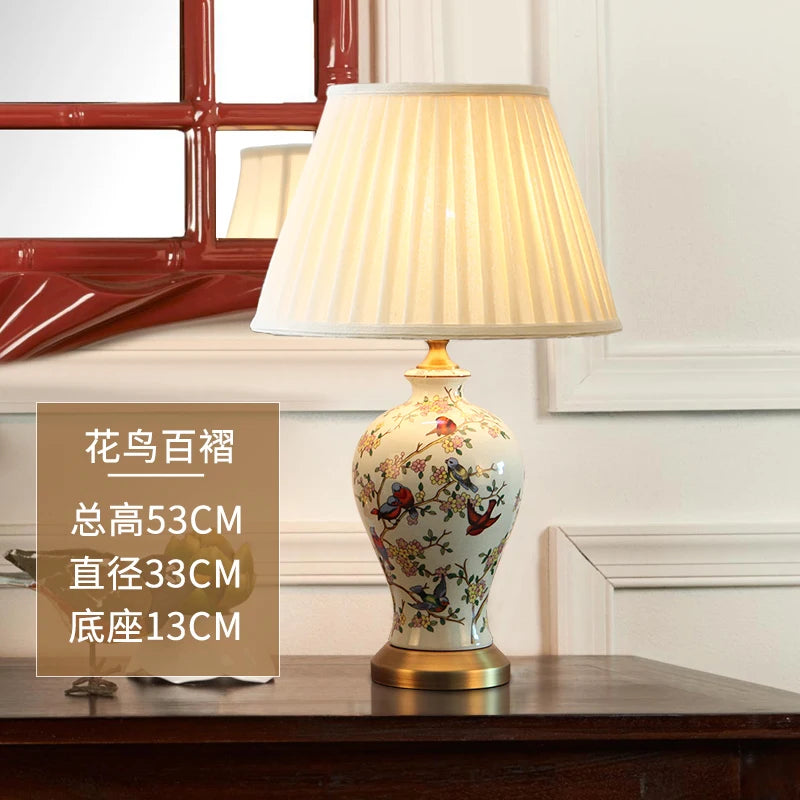 American-style Home Desk Lamp With Painted Patterns, Bedside Lamp For Home Decoration, Desk Lamp For Interior Decoration
