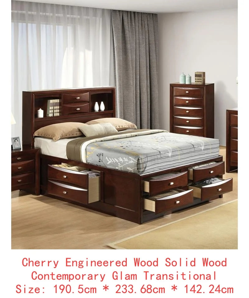 Contemporary King Size Bed Set with 2 Nightstands and Headboard in Gray - 3 Piece Bedroom Furniture