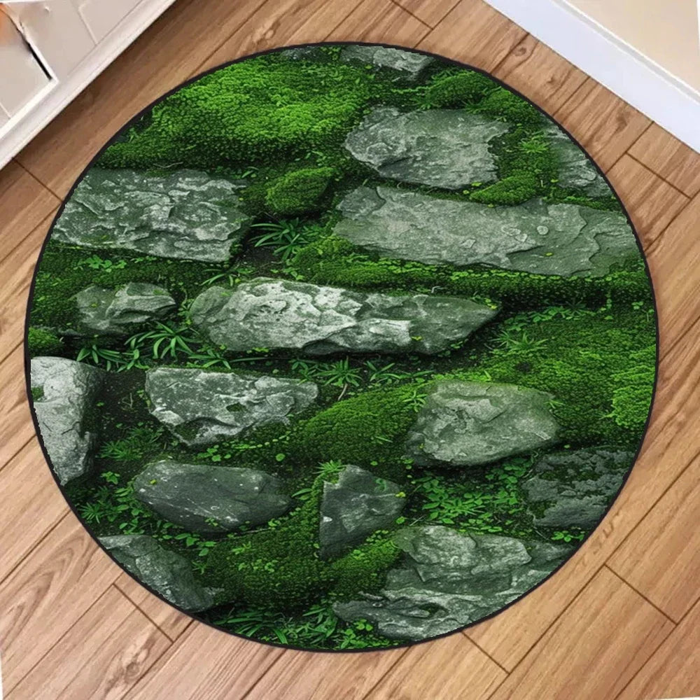 Washable Round Carpet Simulated Moss Suitable for Bedroom Brown Bathroom Mat Indoor Floor for Living Room Coffee Table Kitchen