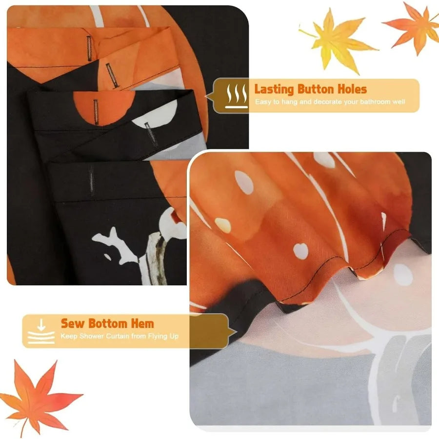 Autumn Pumpkin Shower Curtain for Halloween Thanksgiving Harvest Farmhouse Bathroom Decor Machine Washable Waterproof Polyester