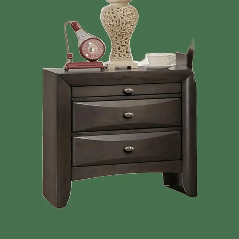 Contemporary King Size Bed Set with 2 Nightstands and Headboard in Gray - 3 Piece Bedroom Furniture