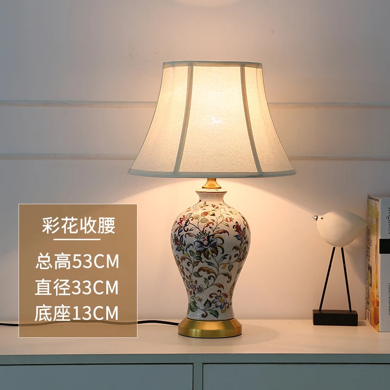 American-style Home Desk Lamp With Painted Patterns, Bedside Lamp For Home Decoration, Desk Lamp For Interior Decoration