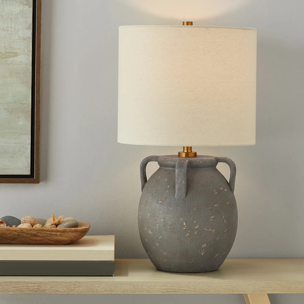 21 Inch Aged Blue Table Lamp with Shade Decorative Lighting Living Room Kitchen Guest Room Entryway Home Decor