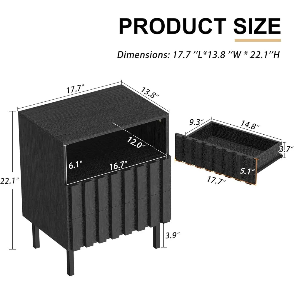 Modern 6-Drawer Solid Wood Dresser and Pair of Nightstands Set, 43" Wide for Bedroom