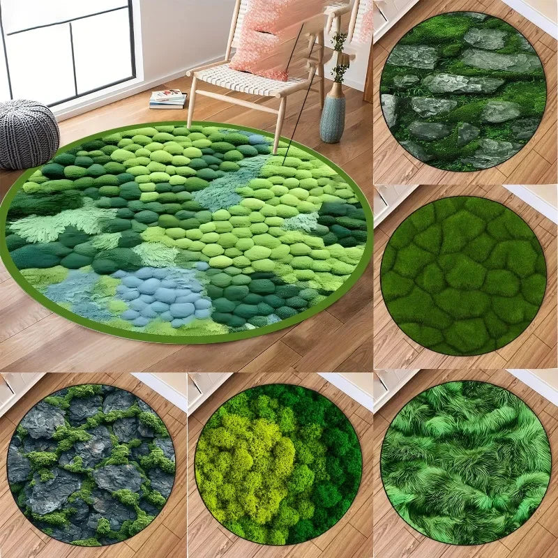 Washable Round Carpet Simulated Moss Suitable for Bedroom Brown Bathroom Mat Indoor Floor for Living Room Coffee Table Kitchen