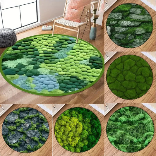 Washable Round Carpet Simulated Moss Suitable for Bedroom Brown Bathroom Mat Indoor Floor for Living Room Coffee Table Kitchen