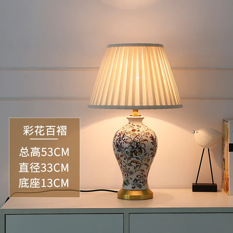 American-style Home Desk Lamp With Painted Patterns, Bedside Lamp For Home Decoration, Desk Lamp For Interior Decoration