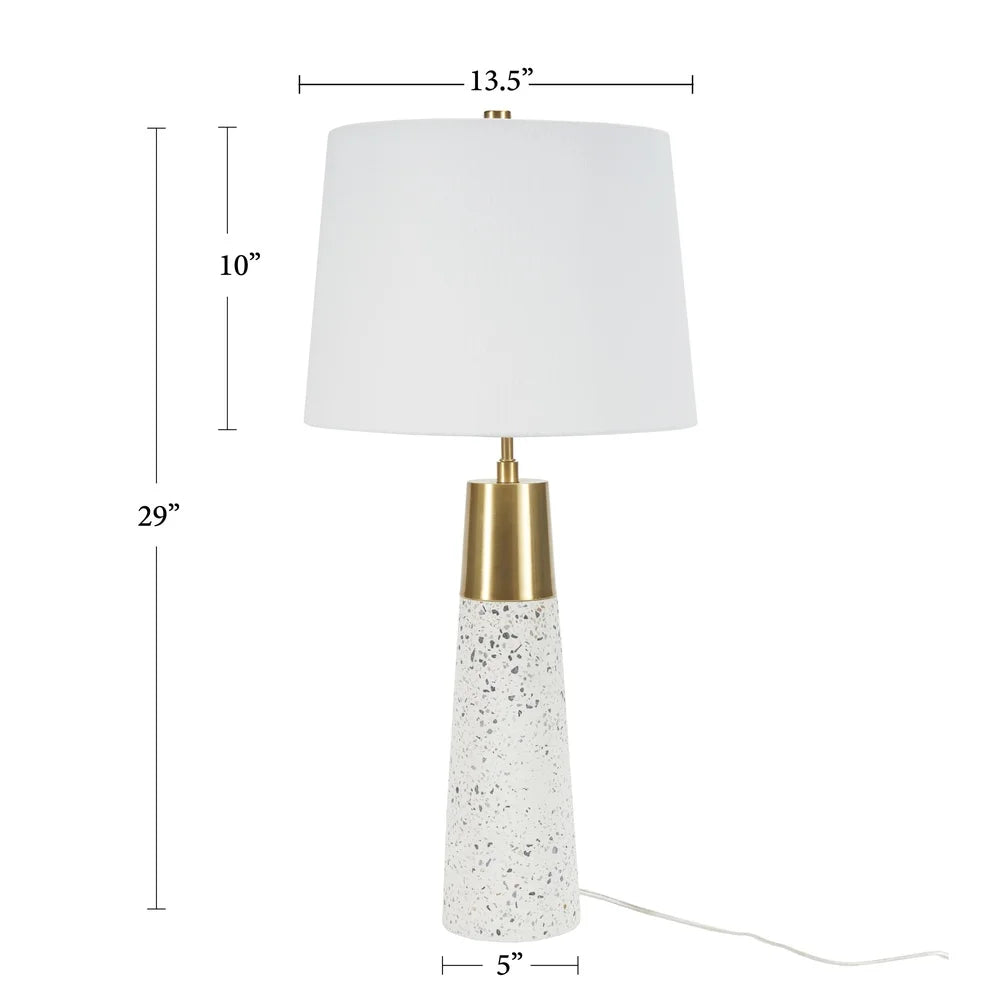 Modern Ceramic Table Lamp with Gold Accents LED Compatible Elegant Terrazzo Design Bedroom Living Room Office End Table Lighting