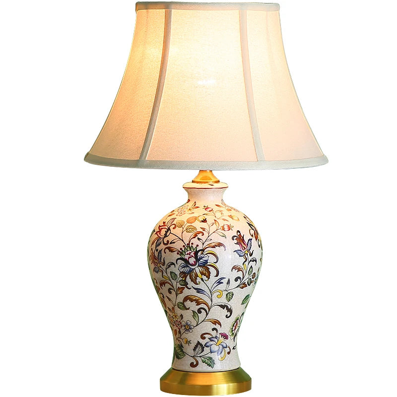 American-style Home Desk Lamp With Painted Patterns, Bedside Lamp For Home Decoration, Desk Lamp For Interior Decoration