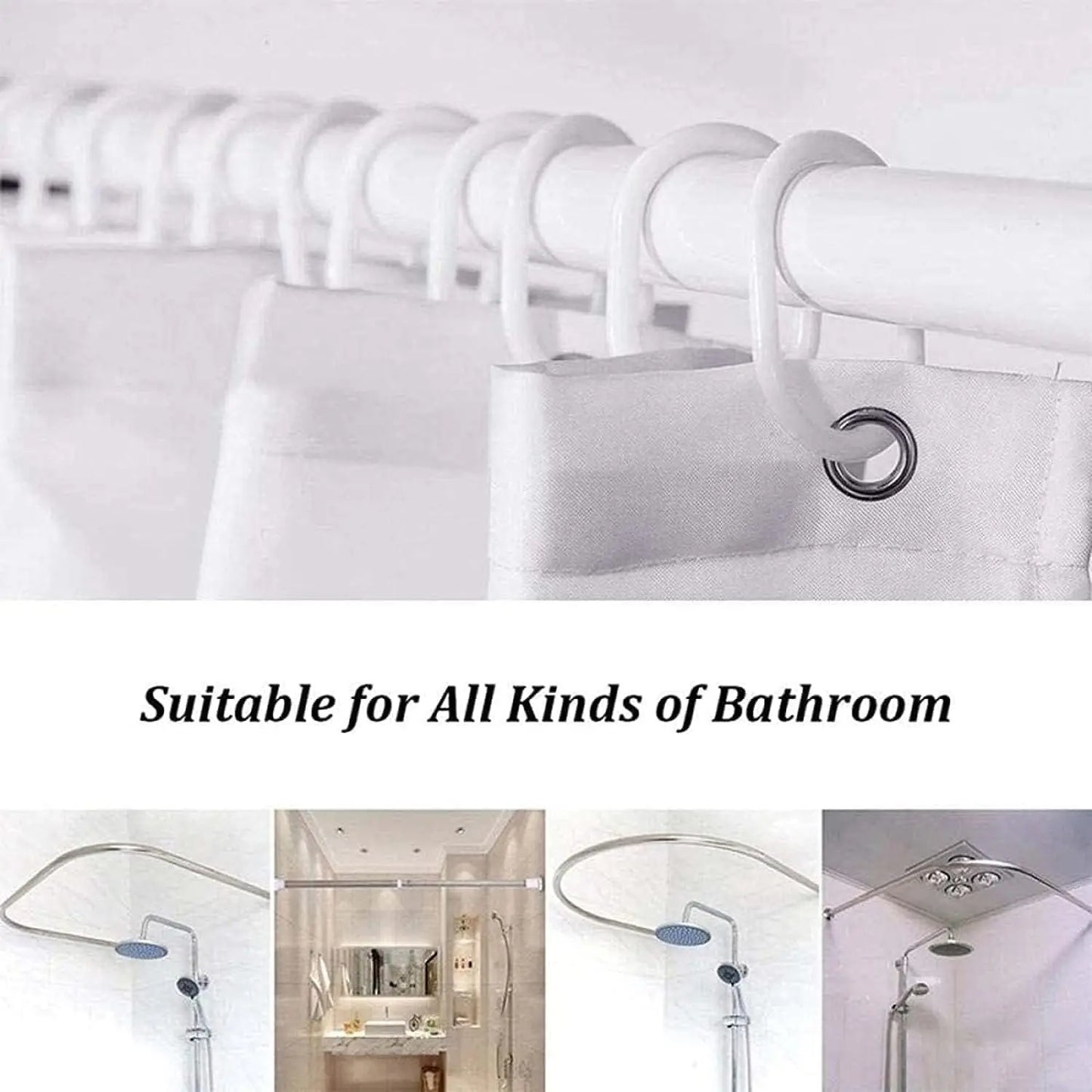 Merry Christmas Bathroom 4-Piece Set, Shower Curtain, Non-Slip Rug, Toilet Seat Cover and Bath Mat Christmas Holiday Bathroom