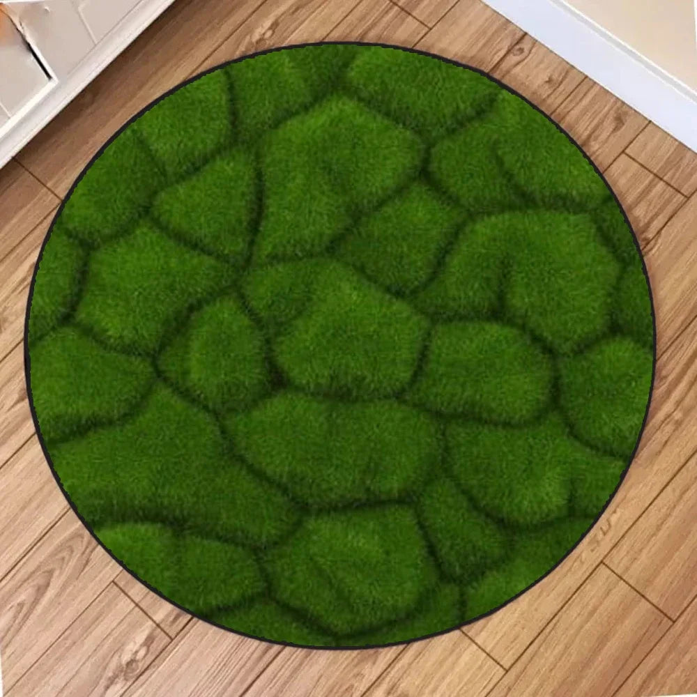 Washable Round Carpet Simulated Moss Suitable for Bedroom Brown Bathroom Mat Indoor Floor for Living Room Coffee Table Kitchen