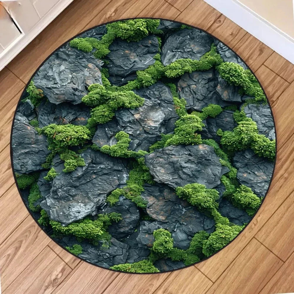 Washable Round Carpet Simulated Moss Suitable for Bedroom Brown Bathroom Mat Indoor Floor for Living Room Coffee Table Kitchen