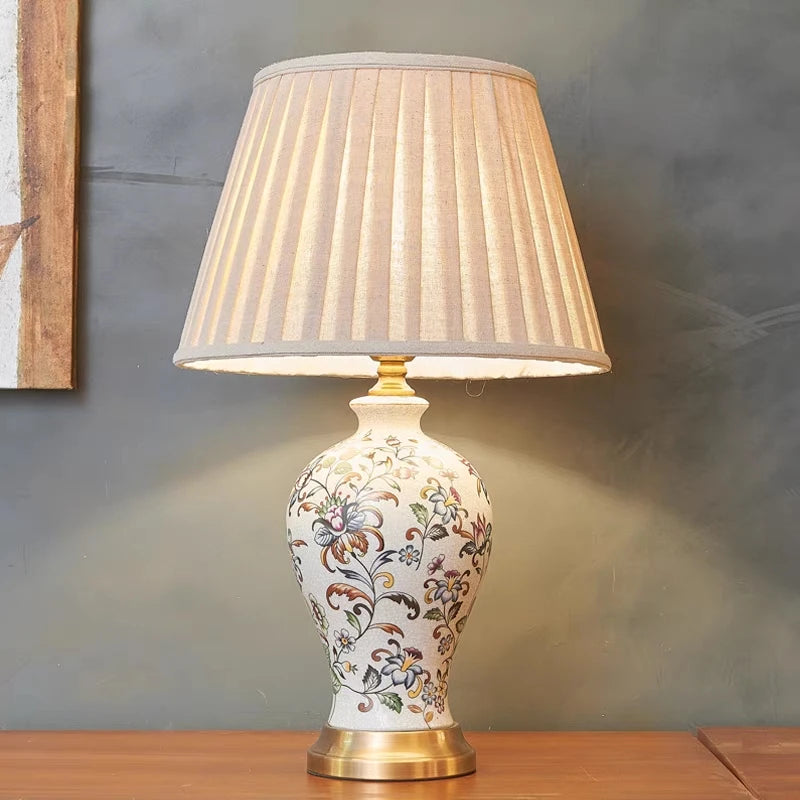 American-style Home Desk Lamp With Painted Patterns, Bedside Lamp For Home Decoration, Desk Lamp For Interior Decoration