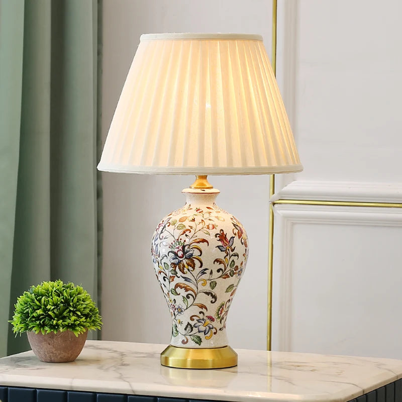 American-style Home Desk Lamp With Painted Patterns, Bedside Lamp For Home Decoration, Desk Lamp For Interior Decoration