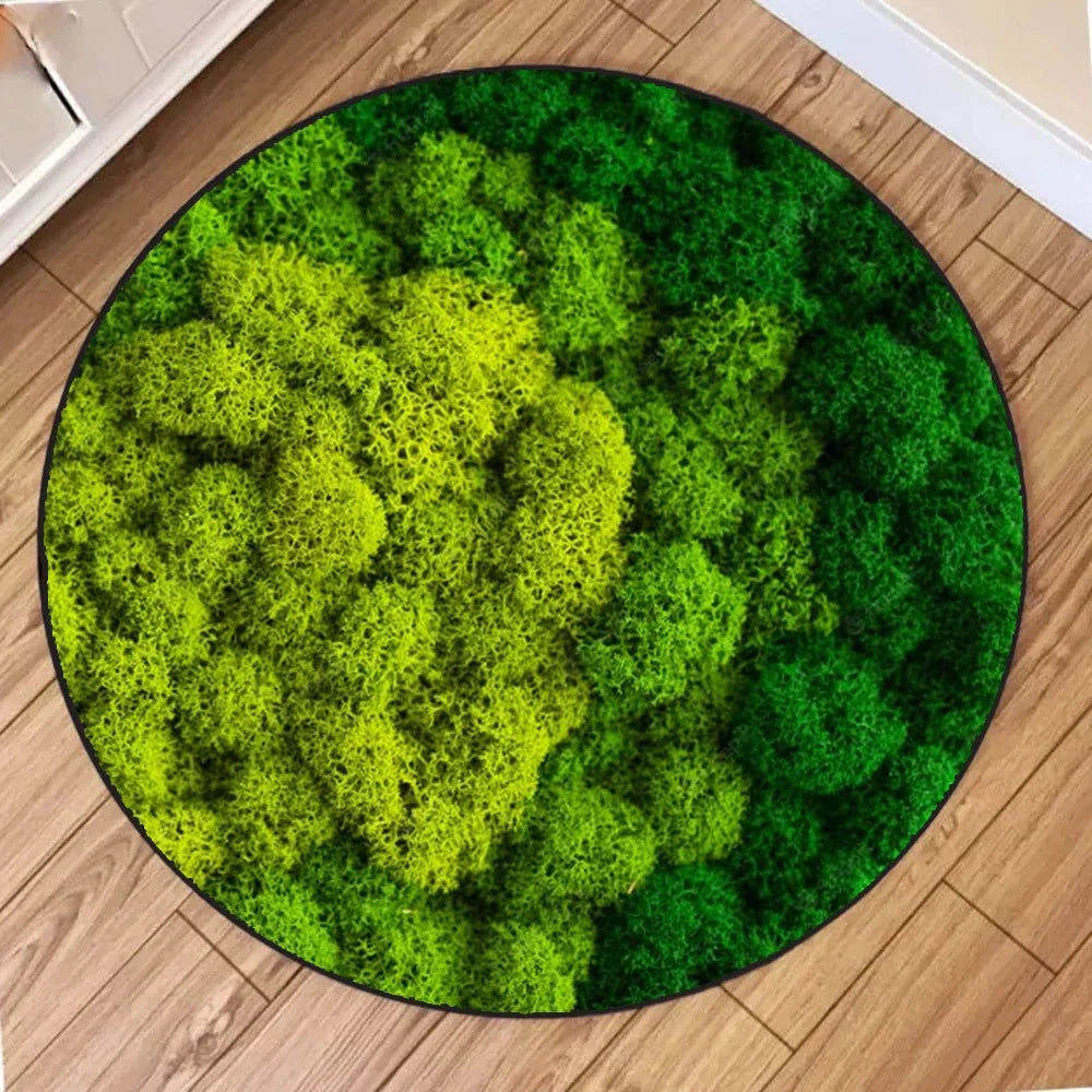 Washable Round Carpet Simulated Moss Suitable for Bedroom Brown Bathroom Mat Indoor Floor for Living Room Coffee Table Kitchen