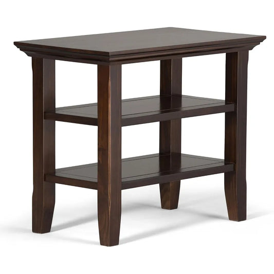 14-inch Wide Solid Wood Slim End Table in Dark Brown, Transitional Style Side Table for Living Room