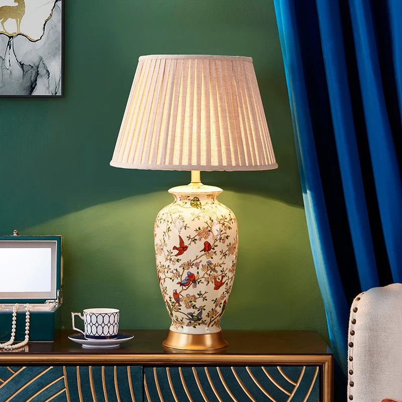 American-style Home Desk Lamp With Painted Patterns, Bedside Lamp For Home Decoration, Desk Lamp For Interior Decoration