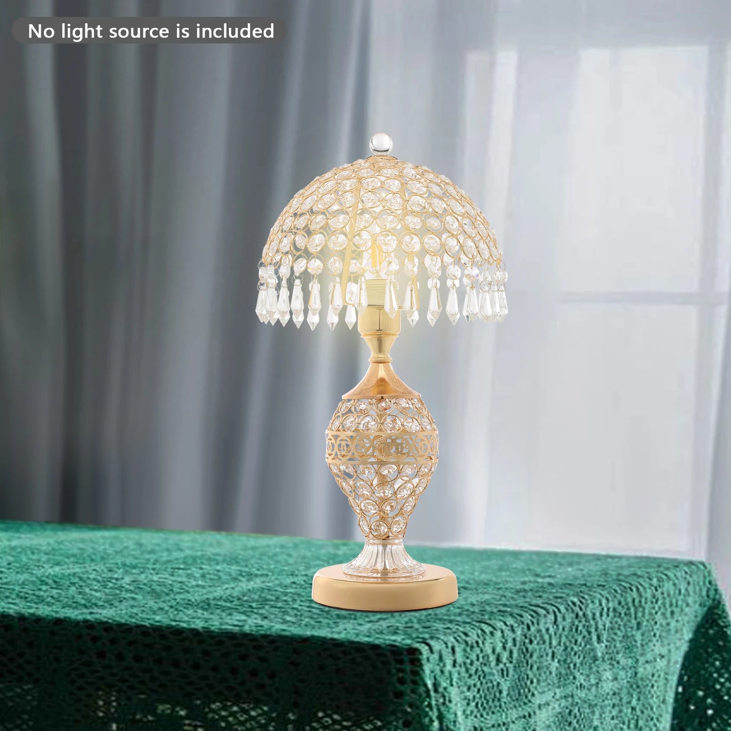 Modern Crystal Table Lamp End Side Light w/ Plug in Cord ON/Off Switch Nightstand Decorative Fixture for Bedroom Living Dinning