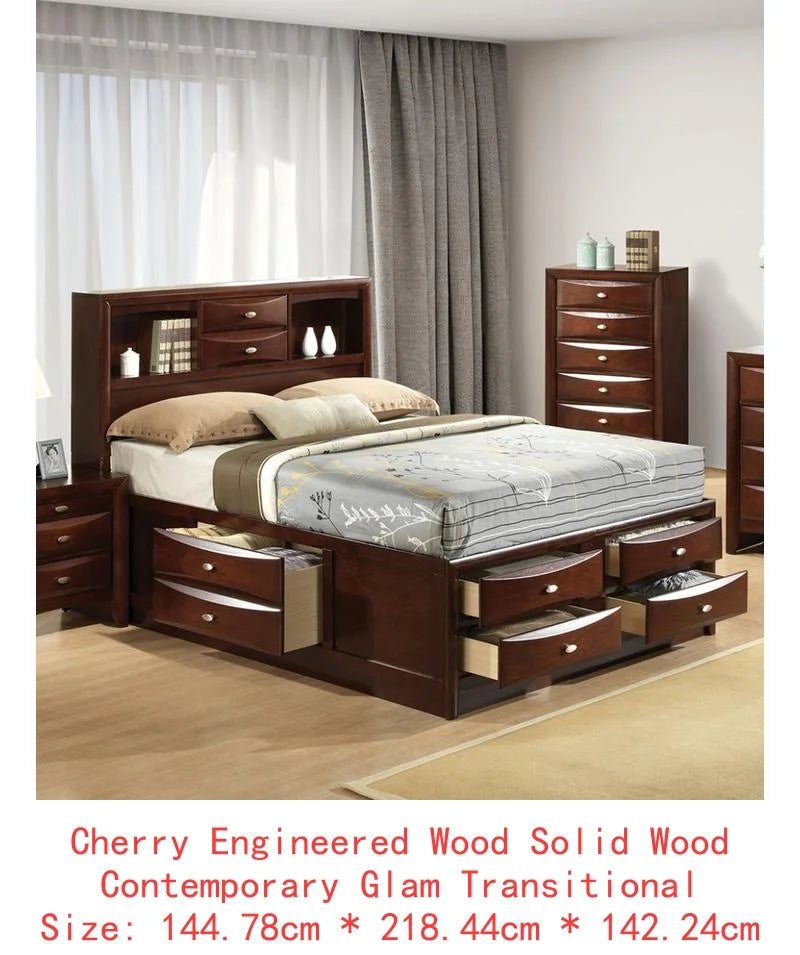 Contemporary King Size Bed Set with 2 Nightstands and Headboard in Gray - 3 Piece Bedroom Furniture